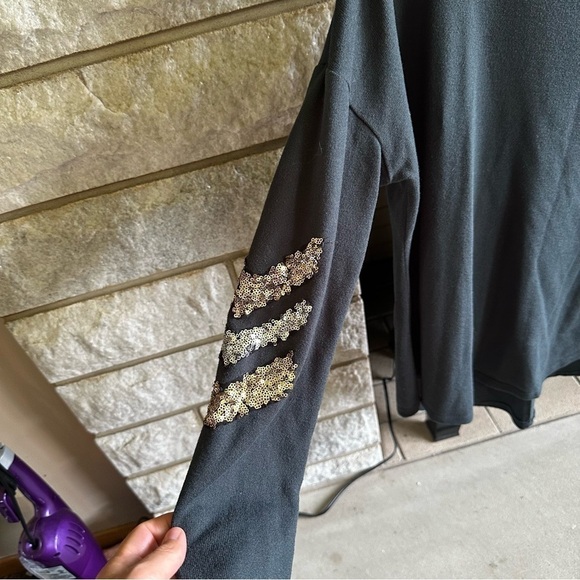 Fashionomics black dolman long sleeve top sequins medium - Picture 7 of 8